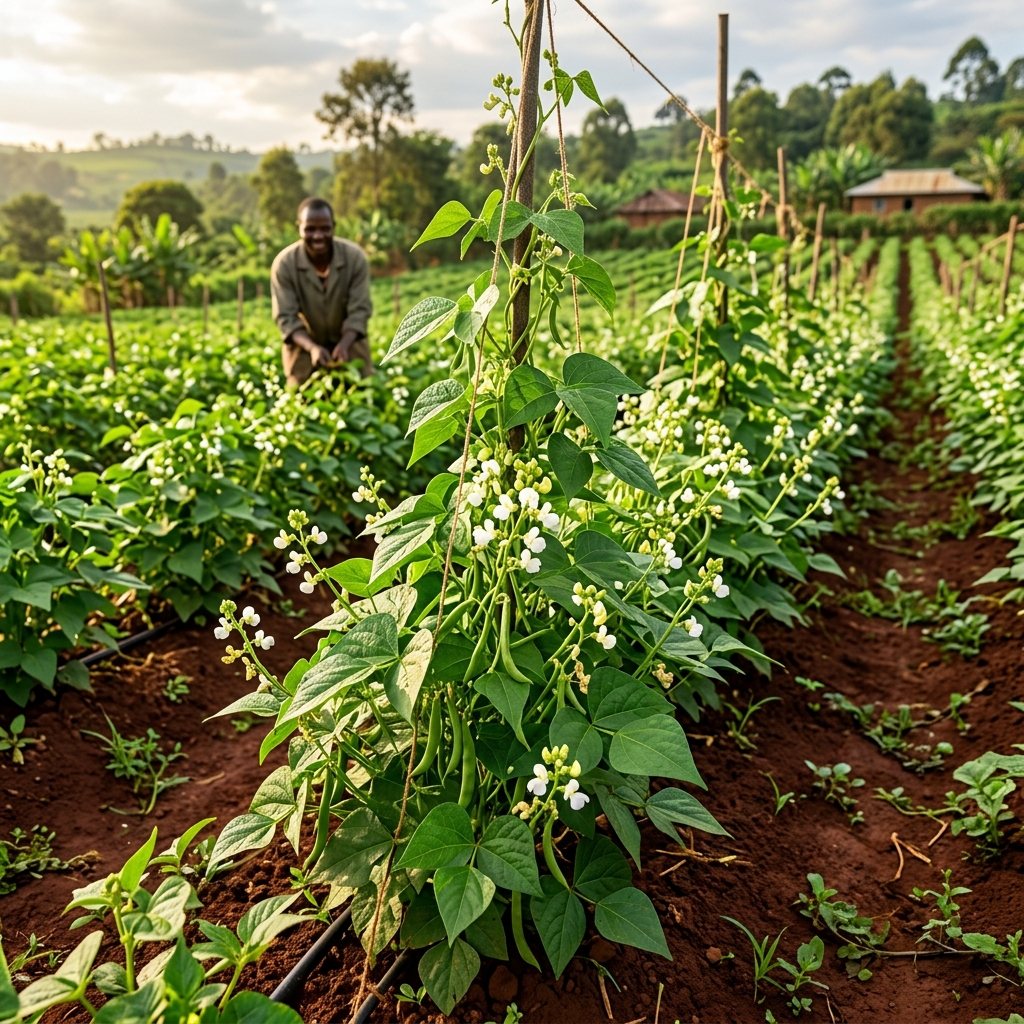Healthy bean crop growing in acidic leached soil in Kakamega County Western Kenya